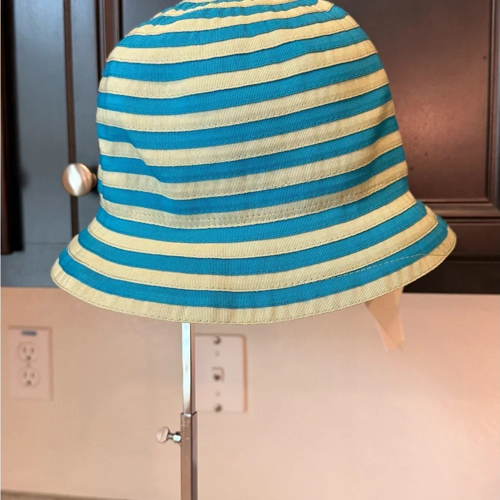 Striped Blue and Cream Bucket Hat
